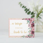 赤面フラワーストライプズブライダルシャワーレシピカード ポストカード (スタンド正面)