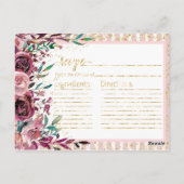 赤面フラワーストライプズブライダルシャワーレシピカード ポストカード (裏面)