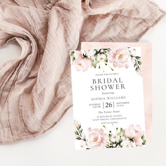 赤面フラワーズエレガントオールシーズンズブライダルシャワー 招待状