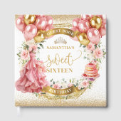 赤面フラワーズスイート16ゲストブックピンクドレス ゲストブック (正面)