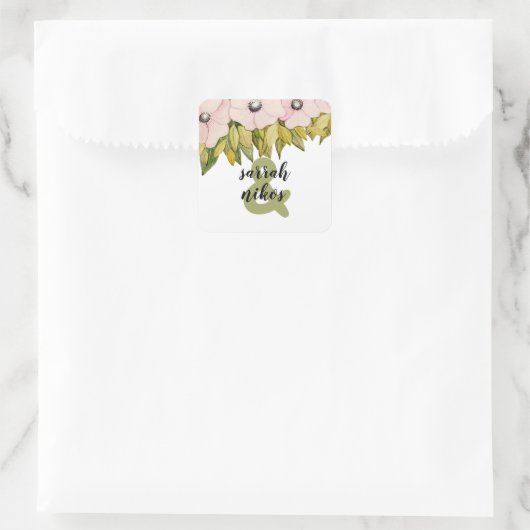 赤面フラワーズセージグリーンモノグラムの スクエアシール (バッグ)