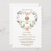 赤面フラワーズリースガールファースト聖餐式 招待状 (正面/裏面)