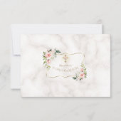 赤面フラワーズ金ゴールドクロス大理石確認 サンキューカード (裏面)