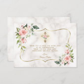 赤面フラワーズ金ゴールドクロス大理石確認 サンキューカード (正面/裏面)