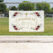 赤面フラワーズ金ゴールドマーブルバプテスムウェルカムサイン 横断幕 (インサイチュ)