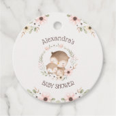 赤面フラワーフクロウ赤ちゃん女の子シャワーありがとう フェイバータグ (正面)