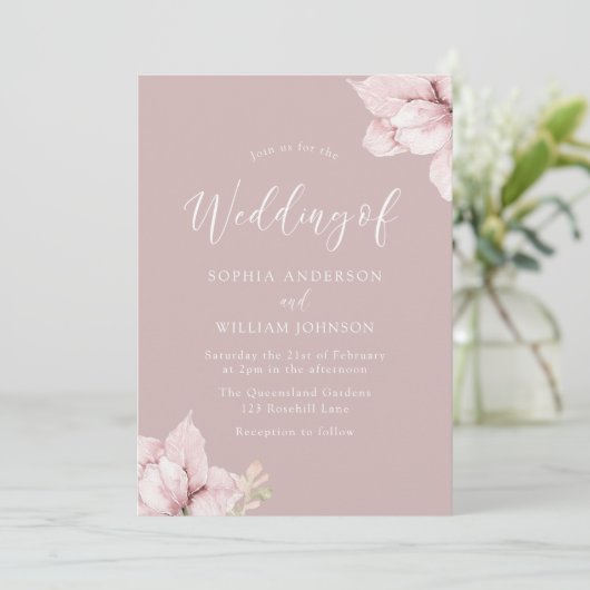 赤面フラワー花びら素晴らし結婚式招待状 招待状 (スタンド正面)