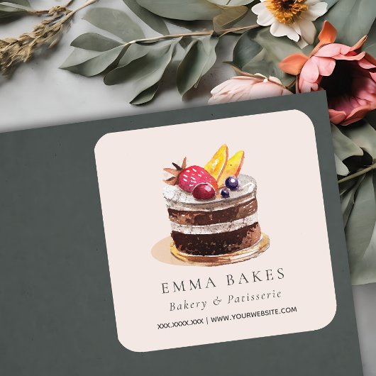 赤面フルーツフローラケーキパティスリーカップケーキベーカリー スクエアシール