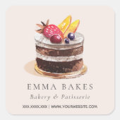 赤面フルーツフローラケーキパティスリーカップケーキベーカリー スクエアシール (正面)
