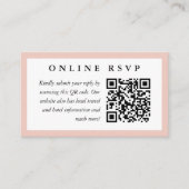 赤面フレームオンライン結婚式RSVP QRコード付き エンクロージャーカード (正面)