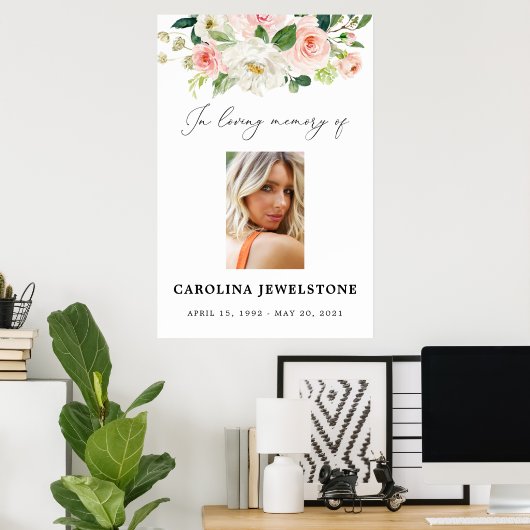 赤面フローラお祝いのライフサイン、ようこそ ポスター (ホームオフィス)