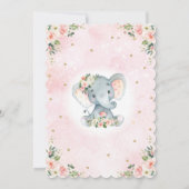 赤面フローラかわいらしエレファントガールベビーシャワー 招待状 (裏面)