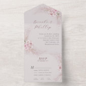赤面フローラすべて1つの結婚式招待状RSVP オールインワン招待状 (内側)