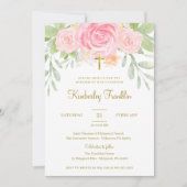 赤面フローラとゴールドフォイルガールズバプテスムコミュニオン 招待状 (正面)