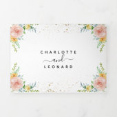 赤面フローラと金ゴールド結婚の 三つ折り招待状 (カバー)