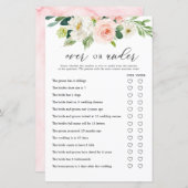 赤面フローラのゲームカードの上または下ブライダルシャワー (正面/裏面)