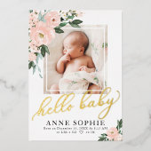 赤面フローラの誕生のお知らせ&サンキューカード 箔招待状 (正面)