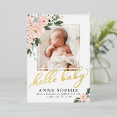 赤面フローラの誕生のお知らせ&サンキューカード 箔招待状 (立ち正面)