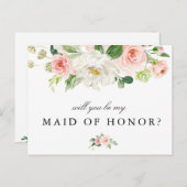 赤面フローラは私のメイド・オブ・オーナー(花嫁付き添い人)カード インビテーションポストカード (正面/裏面)