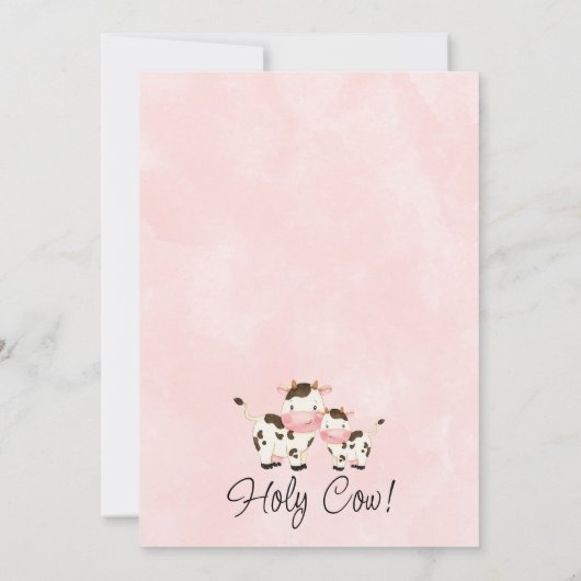 赤面フローラふくらはぎ牛プリントベビーシャワー招待状 招待状 (裏面)