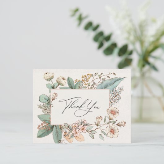 赤面フローラほこりっぽいピンクの赤ちゃん感謝していシャワーあなた ポストカード (スタンド正面)