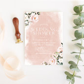 赤面フローラウォーターカラーカップルウェディングシャワー 招待状