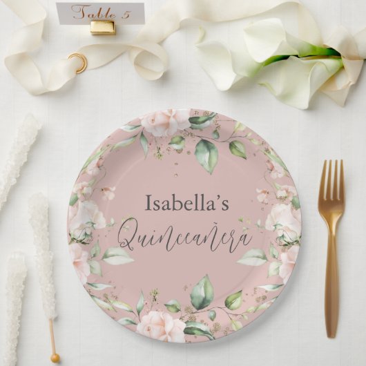 赤面フローラウォーターカラーキンセアニラ紙 ペーパープレート (ウェディング)