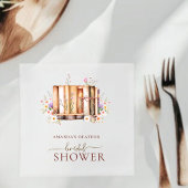 赤面フローラウォーターカラーブックストアブライダルシャワー スタンダードカクテルナプキン