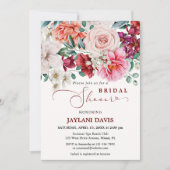 赤面フローラウォーターカラーボホピーニーブライダルシャワー 招待状 (正面)