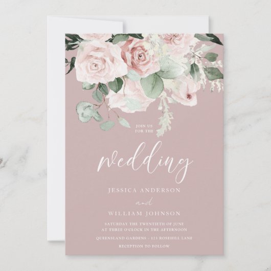 赤面フローラウォーターカラー葉セージズ結婚の 招待状 (正面)