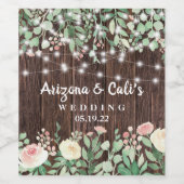 赤面フローラウッドストリングライト結婚ズのワインラベル ワインラベル (シングルラベル)