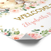 赤面フローラウッドランドフクロウ赤ちゃんシャワー誕生日 ポスター (角)