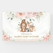 赤面フローラウッドランド動物の赤ちゃんシャワー背景 横断幕 (横)