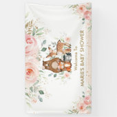 赤面フローラウッドランド動物の赤ちゃんシャワー背景 横断幕 (縦)
