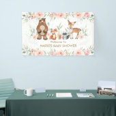 赤面フローラウッドランド動物の赤ちゃんシャワー背景 横断幕 (トレードショー)