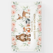 赤面フローラウッドランド動物の赤ちゃんシャワー背景 横断幕 (縦)