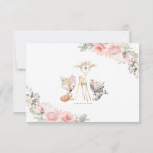 赤面フローラウッドランド動物新生児写真誕生 案内状 (裏面)