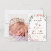 赤面フローラウッドランド新生児ガールフォト誕生 案内状 (正面)