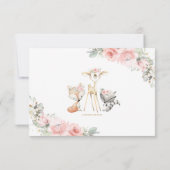 赤面フローラウッドランド新生児ガールフォト誕生 案内状 (裏面)