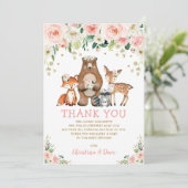 赤面フローラウッドランド森林動物ベビーシャワー サンキューカード (スタンド正面)