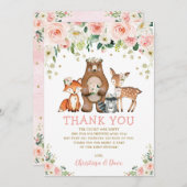 赤面フローラウッドランド森林動物ベビーシャワー サンキューカード (正面/裏面)
