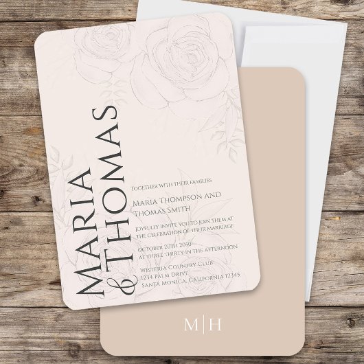 赤面フローラエレガントウェディングカスタム 招待状