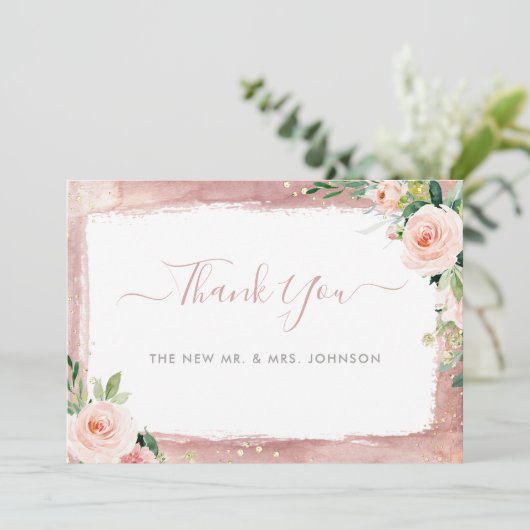 赤面フローラエレガントエンチャント結婚ド サンキューカード (スタンド正面)