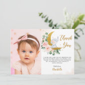 赤面フローラエレファントクレセントムーン誕生日写真 サンキューカード (スタンド正面)