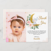 赤面フローラエレファントクレセントムーン誕生日写真 サンキューカード (正面/裏面)