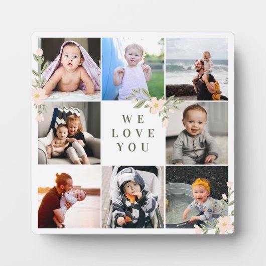 赤面フローラオリーブグリーン8写真We Love Mom フォトプラーク (正面)