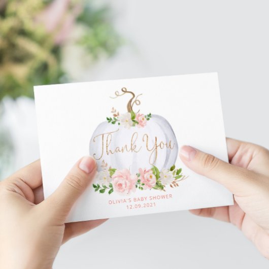 赤面フローラカボチャ赤ちゃんシャワーサンキューカード カード