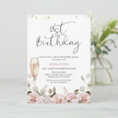赤面フローラガラス21歳の誕生日 招待状 (スタンド正面)