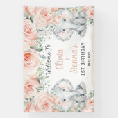 赤面フローラキュートエレファントツインズ誕生日背景 横断幕 (縦)