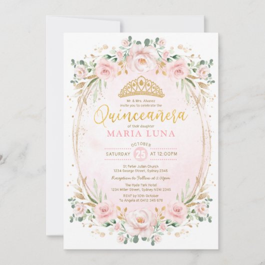 赤面フローラクインセアニラミクンス15誕生日 招待状 (正面)